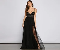 Bria Mesh Tulle Corset Gown