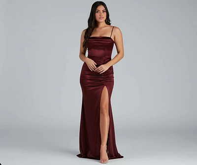 Nemi Formal High Slit Ruched Dress