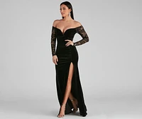 Larsa Formal Velvet And Lace Mermaid Dress