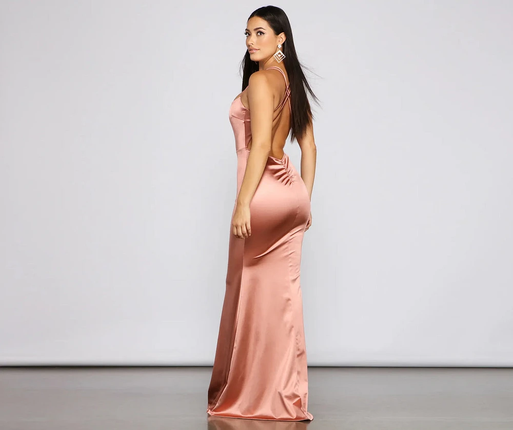 Candace Satin Ruched Mermaid Dress