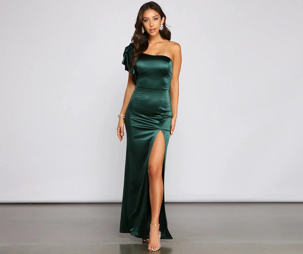 Charmaine Formal One-Shoulder Satin Dress