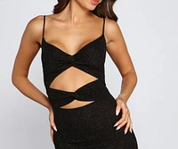 Delta Formal Cutout Glitter Dress