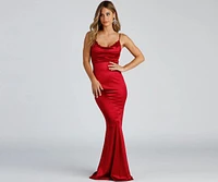 Shakira Cowl Neck Lace Mermaid Formal Dress