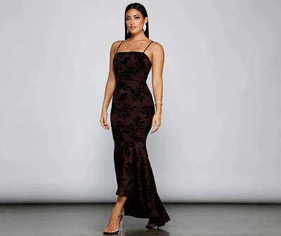 Phoebe Formal Velvet Flocked Mermaid Dress