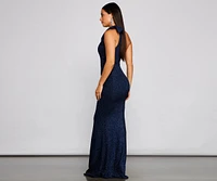 Henley Formal One Shoulder Glitter Dress