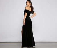 Olivia Formal Velvet Off-The-Shoulder Dress