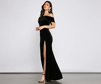 Olivia Formal Velvet Off-The-Shoulder Dress