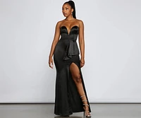 Calla Formal Satin High Slit Mermaid Dress