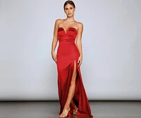 Aurie Formal High Slit Satin Mermaid Dress