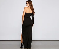 Onyx Formal One Shoulder Crepe Dress