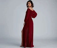 Britt Off-The-Shoulder Chiffon Formal Dress