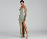 Fatima Sequin Cowl Neck Bodycon Formal Dress