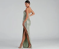 Fatima Sequin Cowl Neck Bodycon Formal Dress