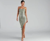 Fatima Sequin Cowl Neck Bodycon Formal Dress