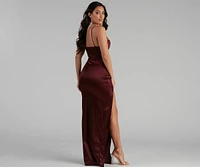 Lala High Slit Satin Formal Dress