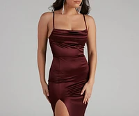 Lala High Slit Satin Formal Dress