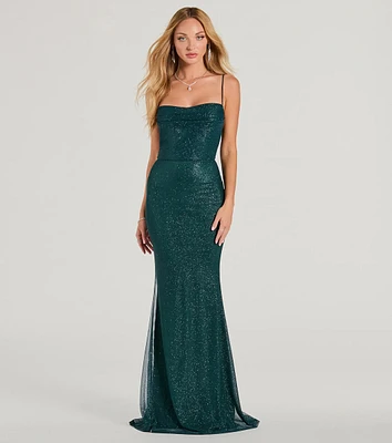 Addison Glitter Mesh Formal Dress