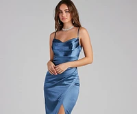 Annabelle Knit Satin Formal Dress