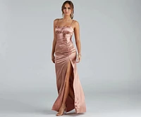 Brooklyn Satin Ruched Formal Dress