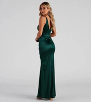 Susie Formal Satin V-Neck Dress