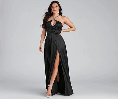 Kaelie Formal Satin A-Line Dress