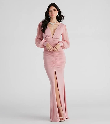 Piper High Slit Ruched Formal Dress