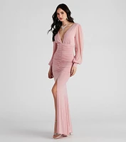 Piper High Slit Ruched Formal Dress