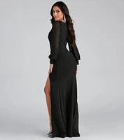 Veronica Formal Chiffon Sleeve Slit Long Dress