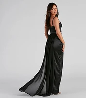 Trina Formal Satin Back Sash Dress