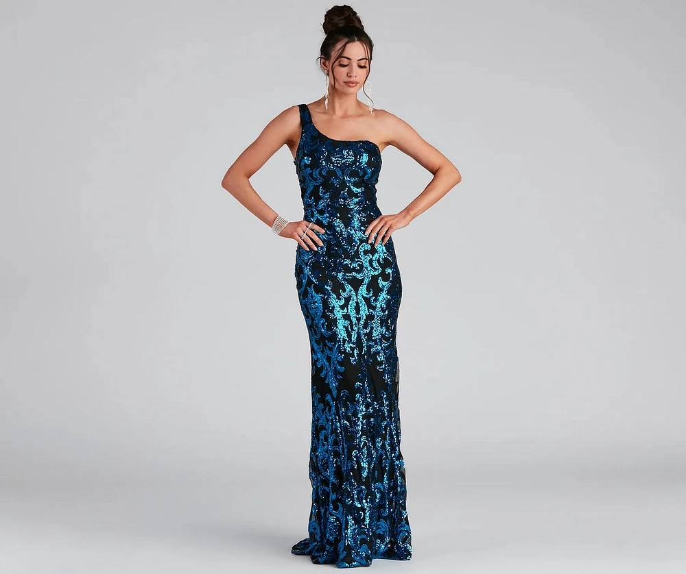 Layton Formal One Shoulder Sequin Dress