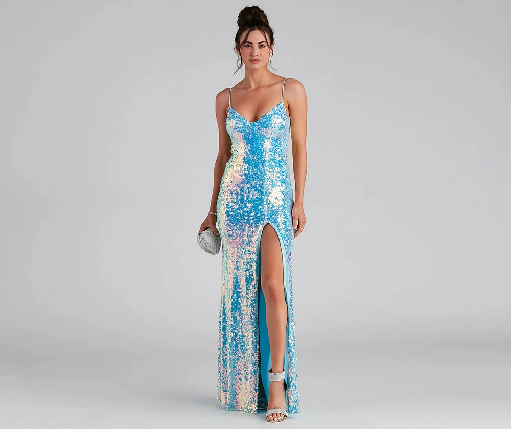 Skylar Sequin A-Line Formal Dress