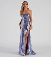 Lex Formal Sequin Open-Back Dress