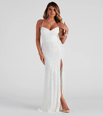 Loretta Formal Sequin Lace-Up Dress