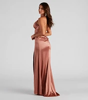 Cindy Formal Satin V-Neck Long Dress