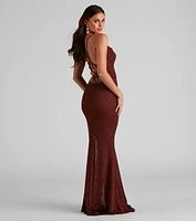 Sara Formal Glitter Lace-Up Dress