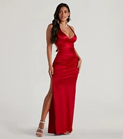 Sam Formal Satin Open Back Dress