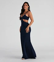 Annah Formal Crepe Long Dress