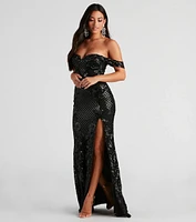 Penelope Off-The-Shoulder Sequin Mermaid Dress