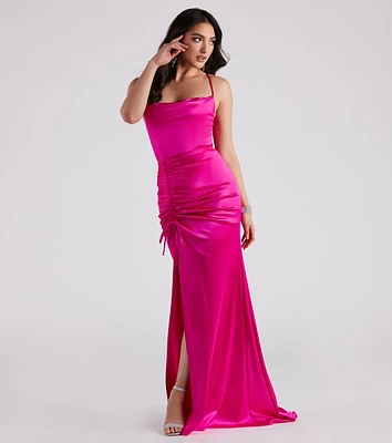 Serenity Ruched Satin Formal Dress