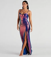 Aisha Formal Iridescent Sequin Dress