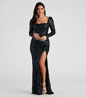 Arial Formal Sequin Lace-Up Dress