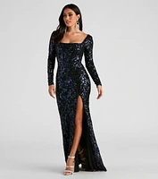 Arial Formal Sequin Lace-Up Dress