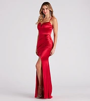 Katelyn Ruched Satin Mermaid Dress