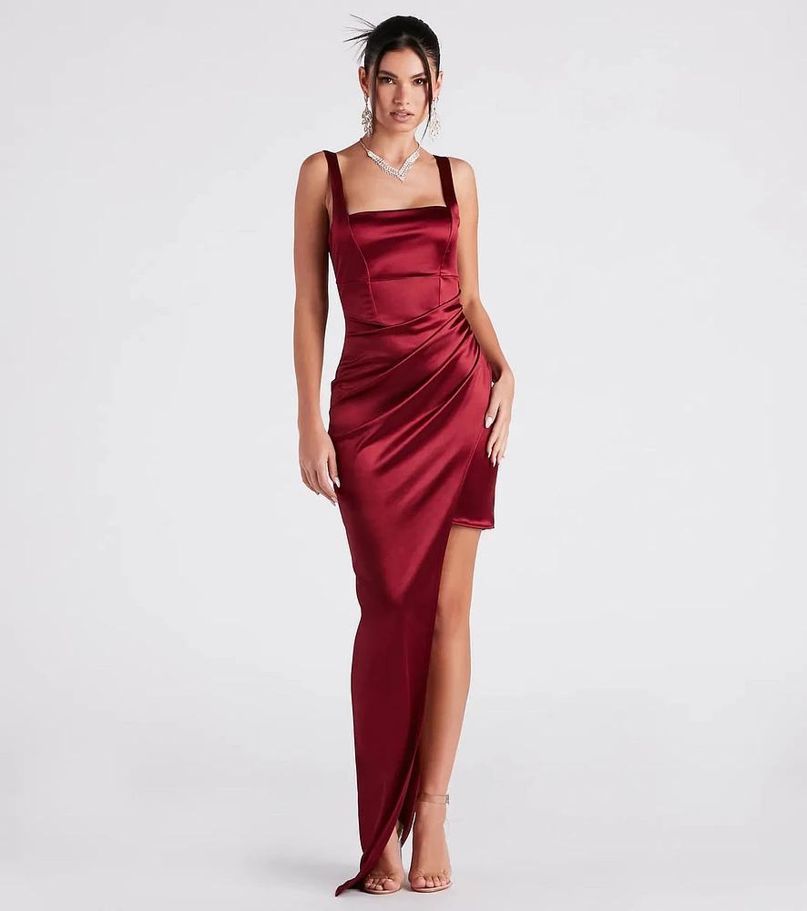 Callie High Slit Satin Formal Dress