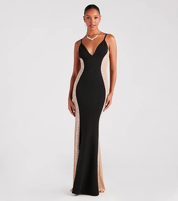 Jemma Rhinestone Sheer Mesh Formal Mermaid Dress