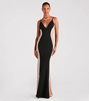 Jemma Rhinestone Sheer Mesh Formal Mermaid Dress