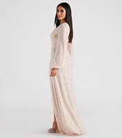 Piper Long Sleeve Sequin Formal Dress