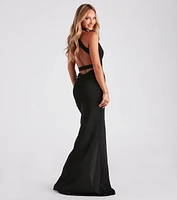 Lindsay Formal Crepe Halter Dress