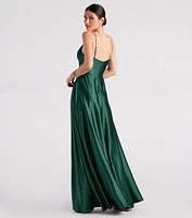 Anya Satin Sleeveless A-line Formal Dress