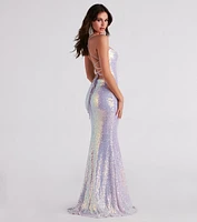 Sydney Sequin Lace-Up Mermaid Dress